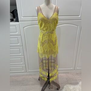 Lemon Mesh Maxi Dress